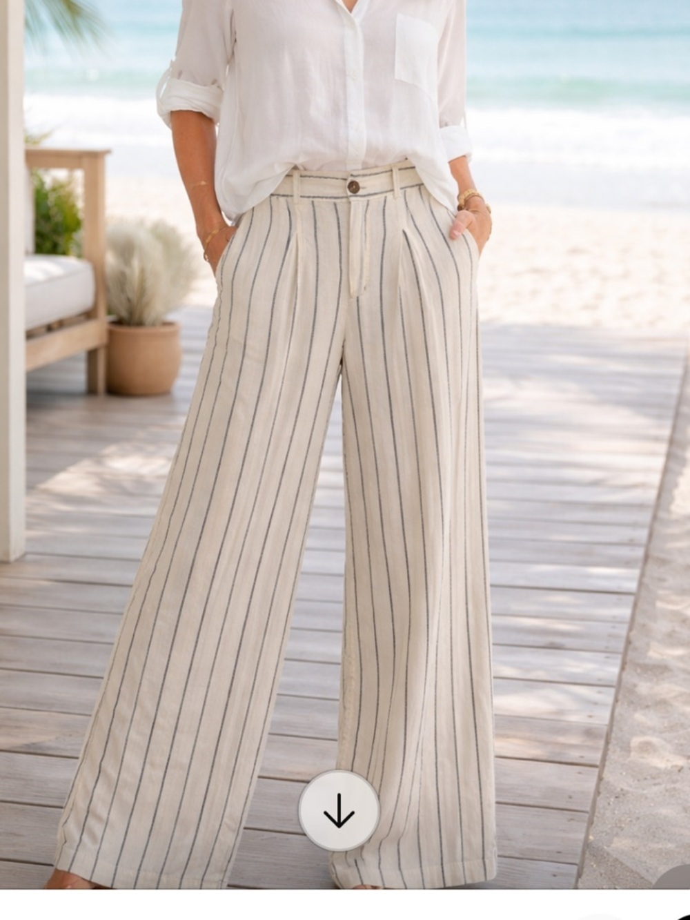 Joie 100% Linen Striped Wide Leg Pants size 6